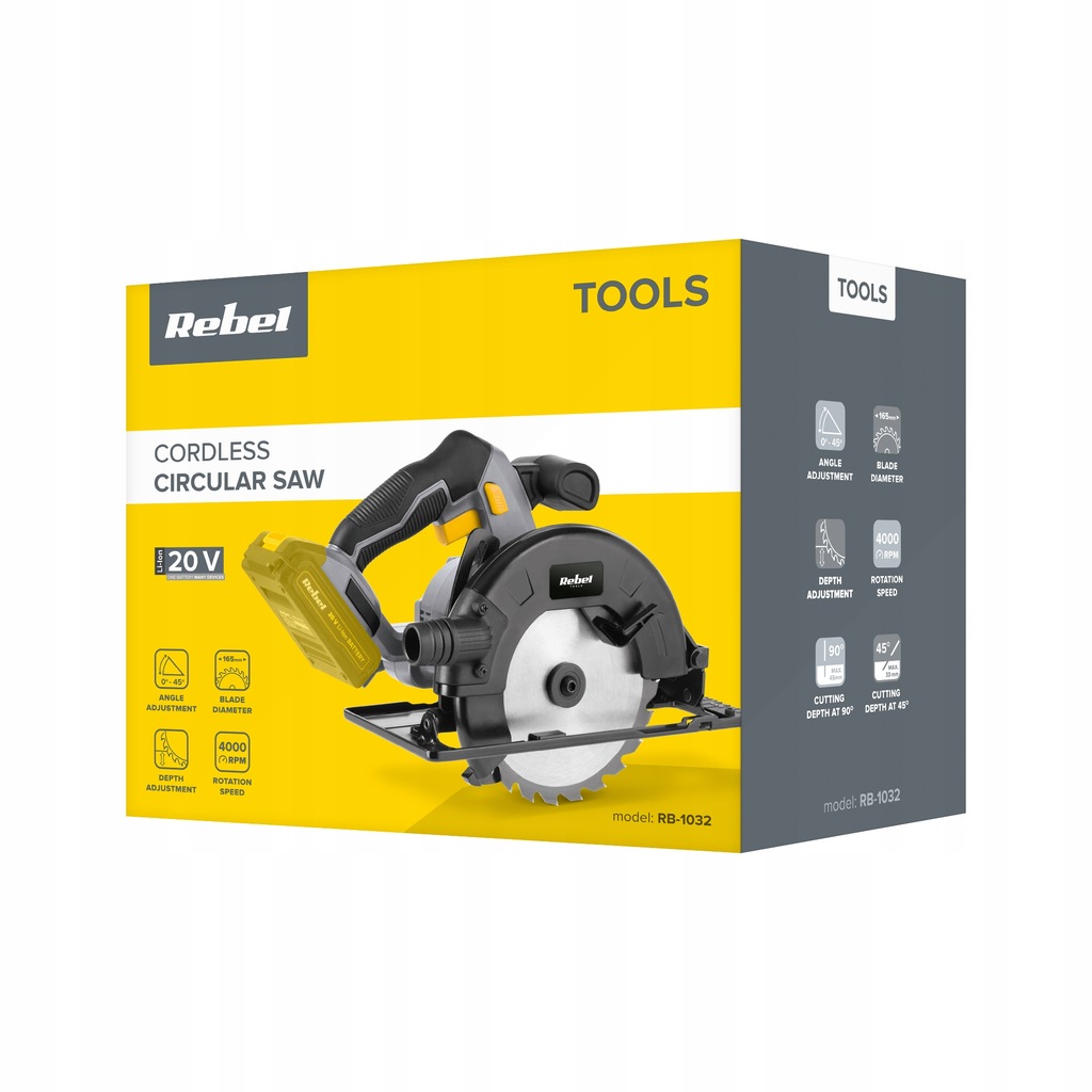 Акумуляторна циркулярна пила Rebel RB-1032 - Зображення 2