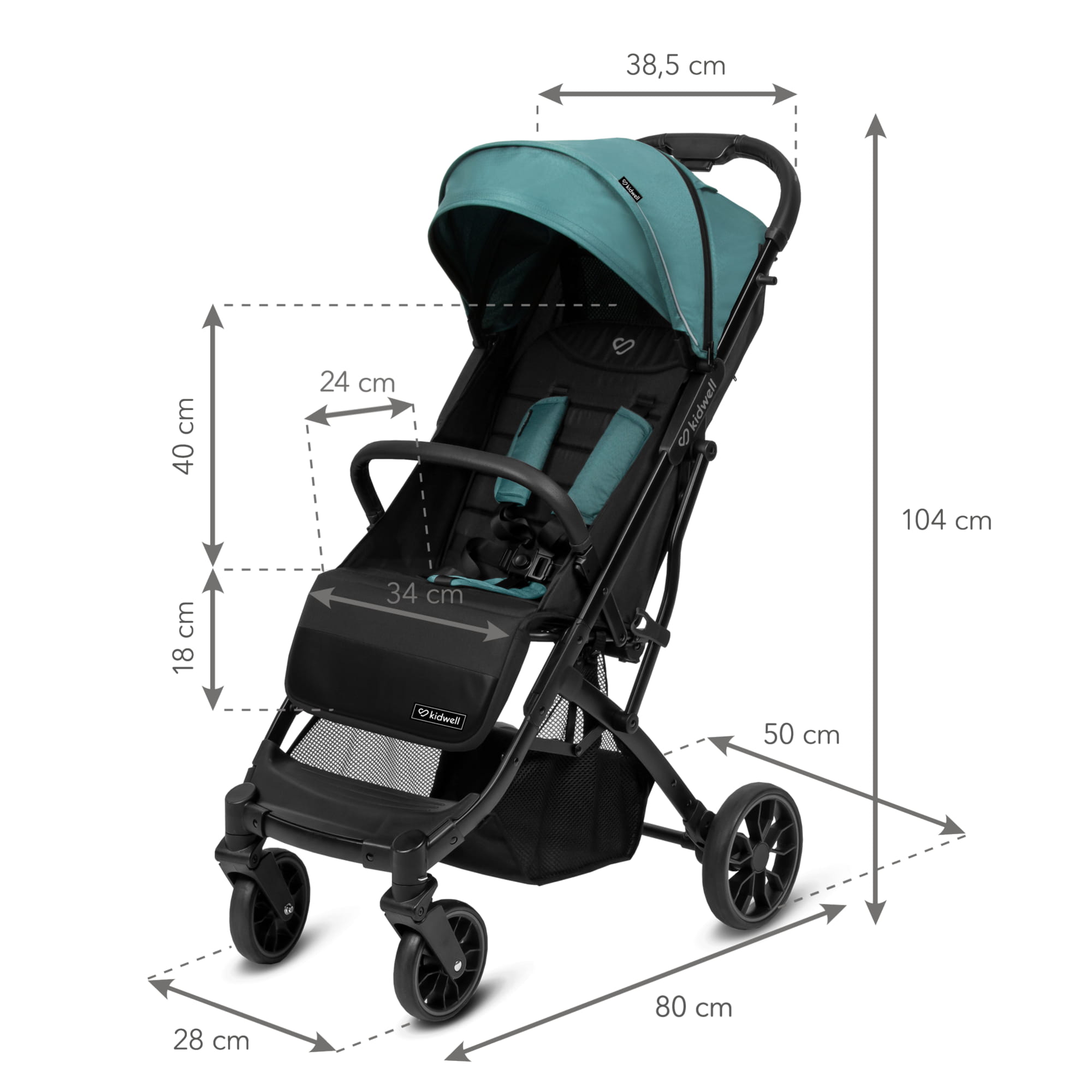 Прогулянкова коляска Kidwell COLMER Royal Green - Зображення 15