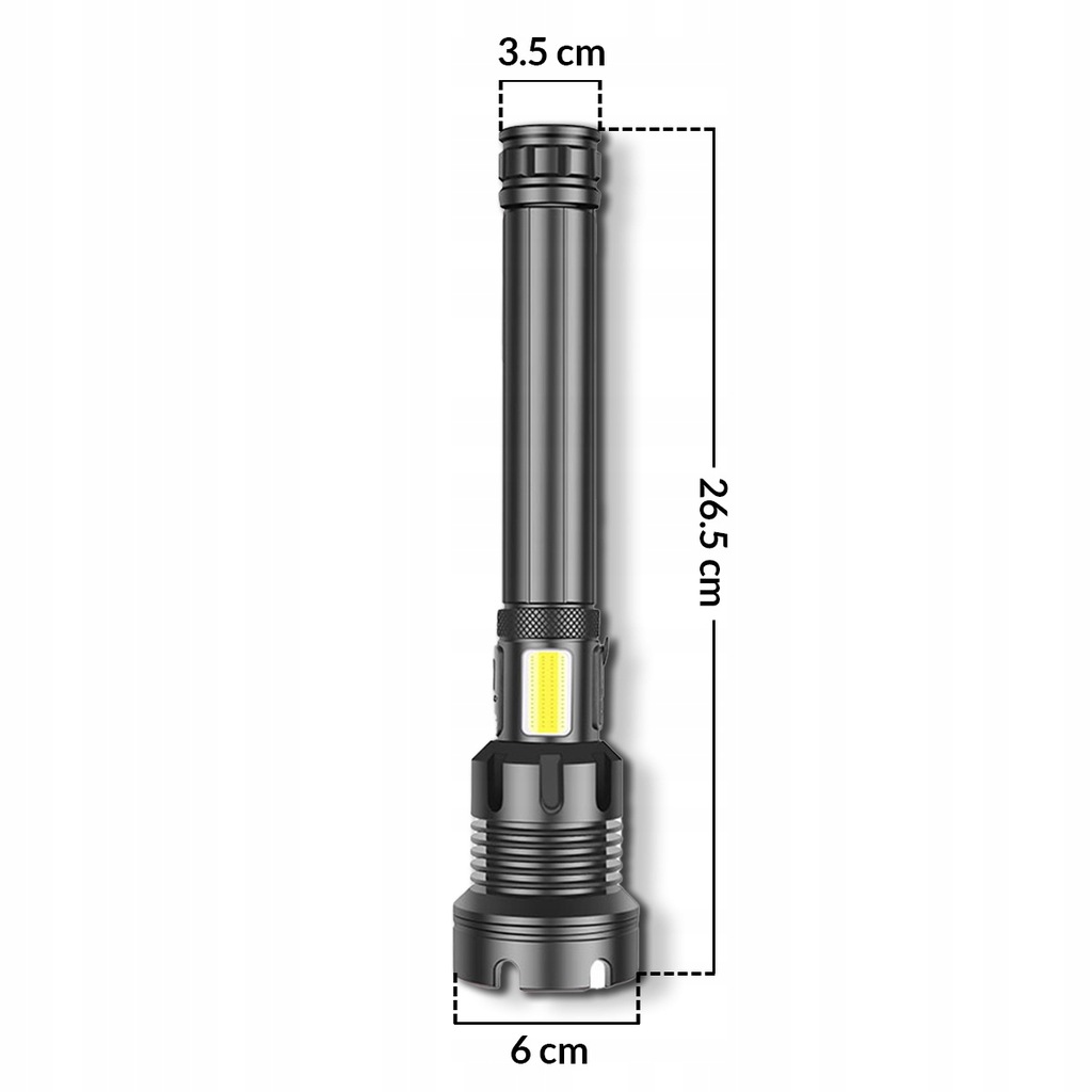 Потужний тактичний ліхтарик Heckermann 1690 LED ZOOM USB 5000 mAH 2500 lm - Зображення 3