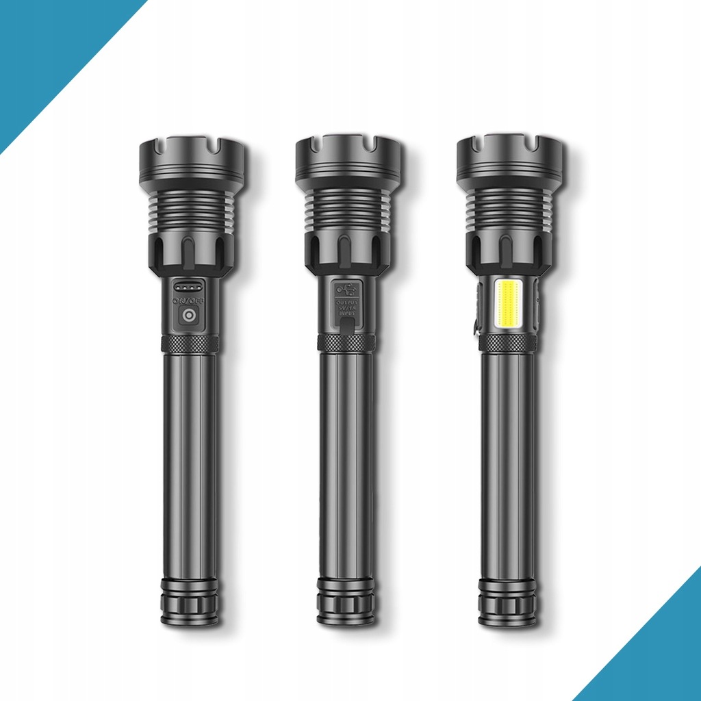 Потужний тактичний ліхтарик Heckermann 1690 LED ZOOM USB 5000 mAH 2500 lm - Зображення 2