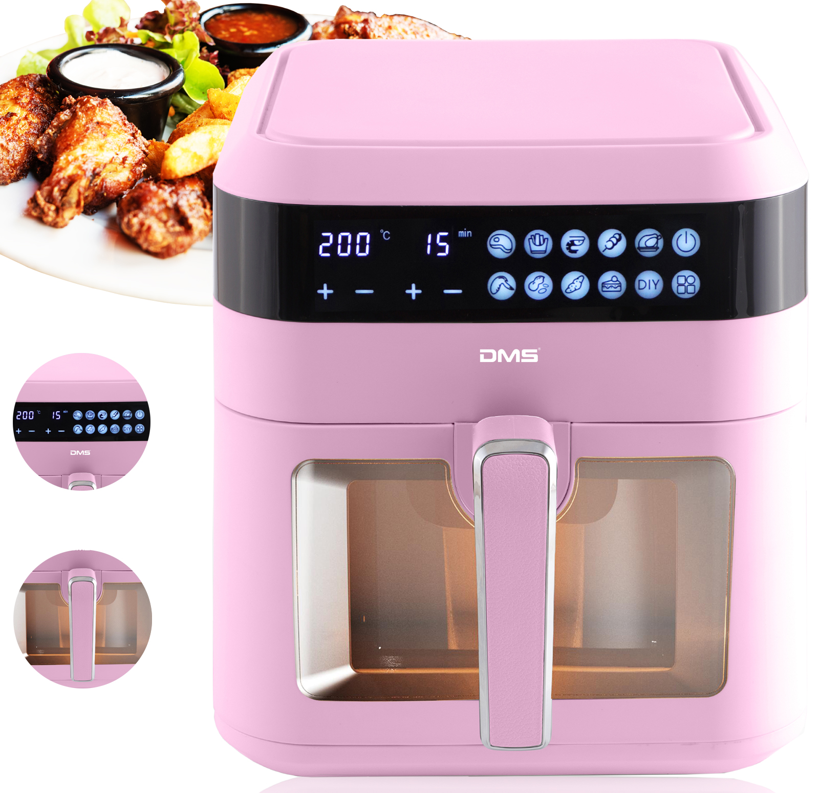 Аерофритюрниця мультипіч DMS HFG-7R XXL Pink 1800 Вт - Зображення 3