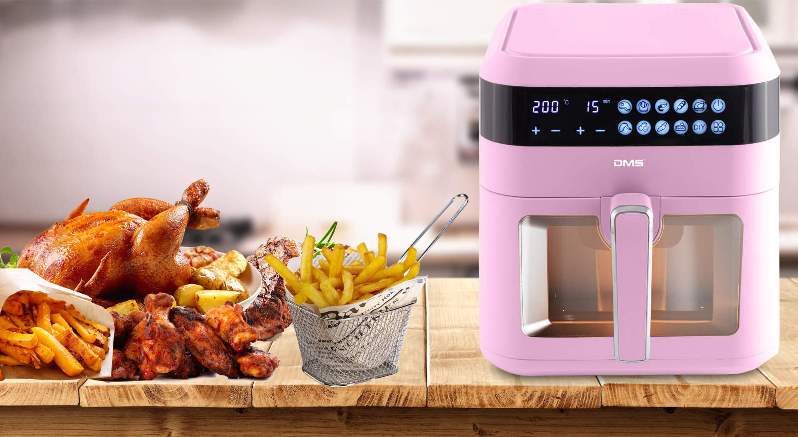 Аерофритюрниця мультипіч DMS HFG-7R XXL Pink 1800 Вт - Зображення 4