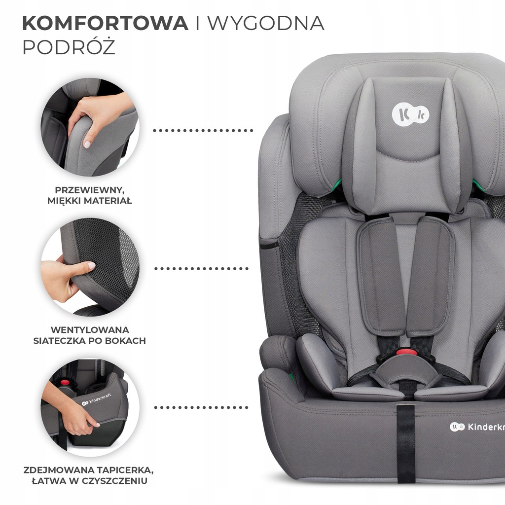 Автокрісло Kinderkraft Comfort Up i-Size Grey - Зображення 9
