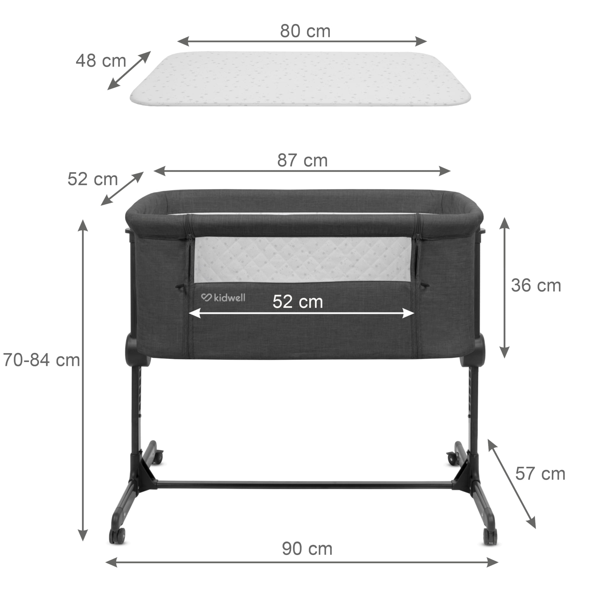 Приставне ліжечко Kidwell Snuzzy Dark Grey - Зображення 7