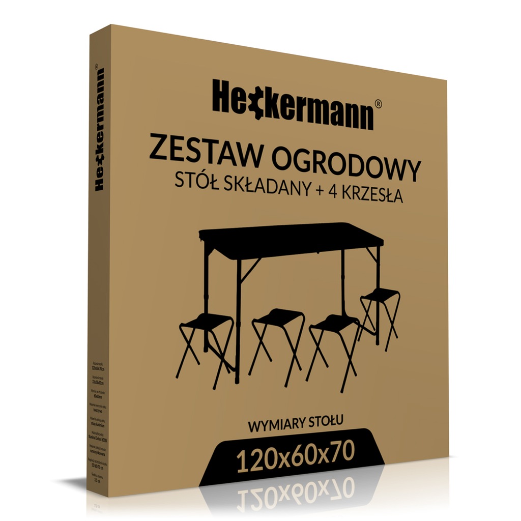 Стіл туристичний складаний зі стільцями Heckermann 120×60 (Польща) - Зображення 7