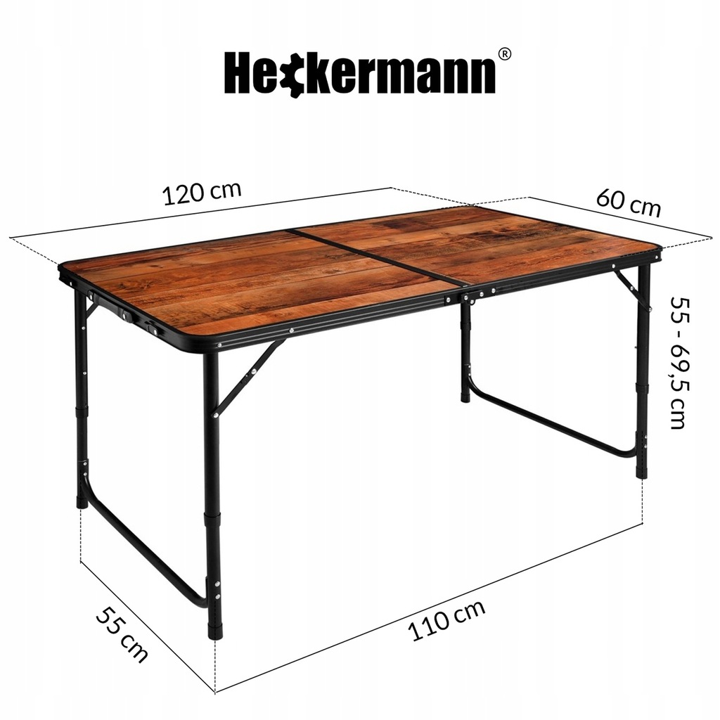 Стіл туристичний складаний зі стільцями Heckermann 120×60 (Польща) - Зображення 3