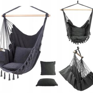 Підвісне крісло бразильський гамак BOHO 100см + 2 шт подушки Dark Grey