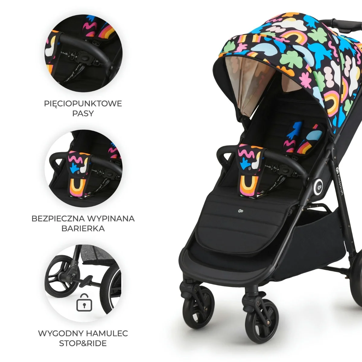 Прогулянкова коляска Kinderkraft GRANDE Plus happy shapes - Зображення 5