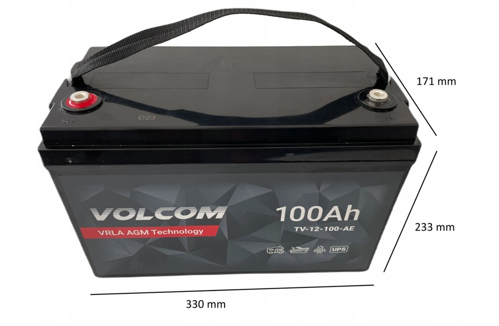 Акумулятор AGM Volcom 12V 100Ah VRLA - Зображення 2