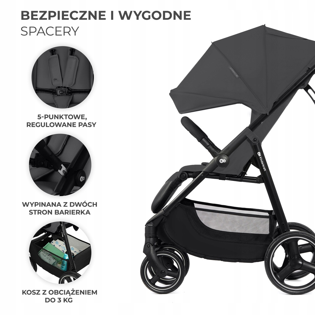Прогулянковий візок Kiderkraft TRIG 3 Grey - Зображення 5