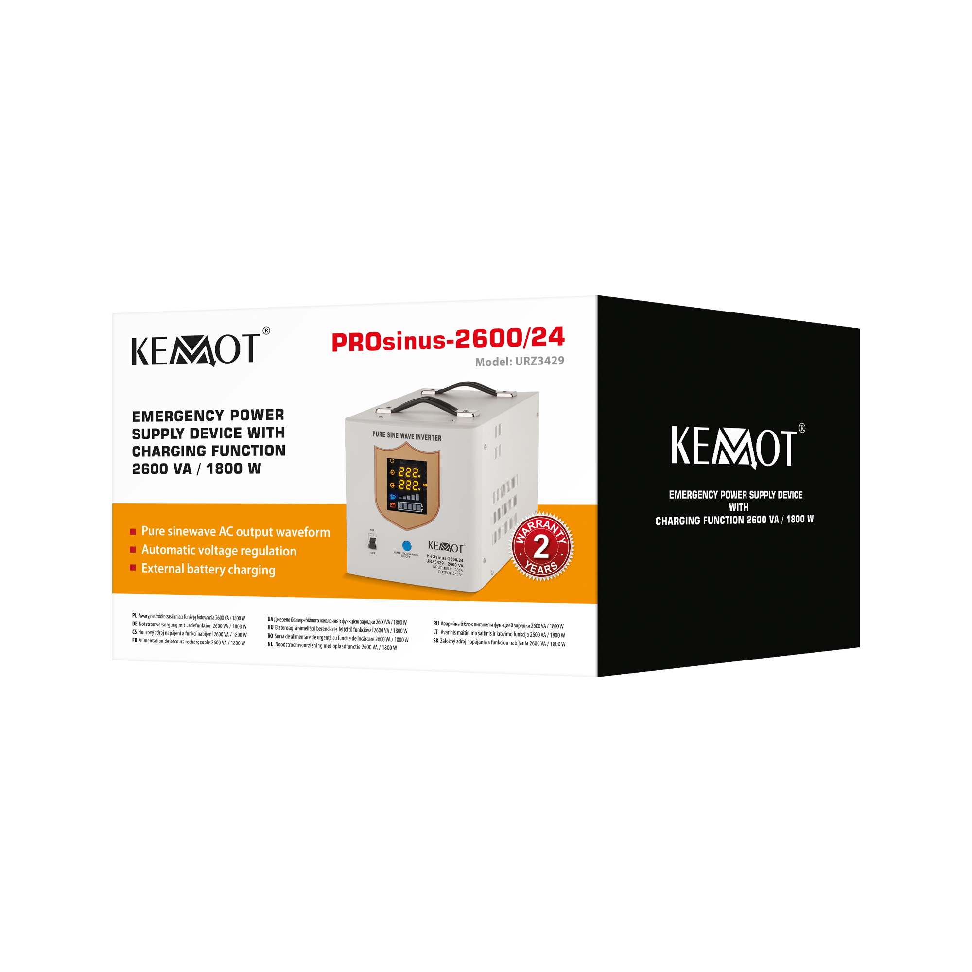 ДБЖ Перетворювач напруги KEMOT PROsinus 2600 24/230V (2600VA/1800W) URZ3429 - Зображення 2