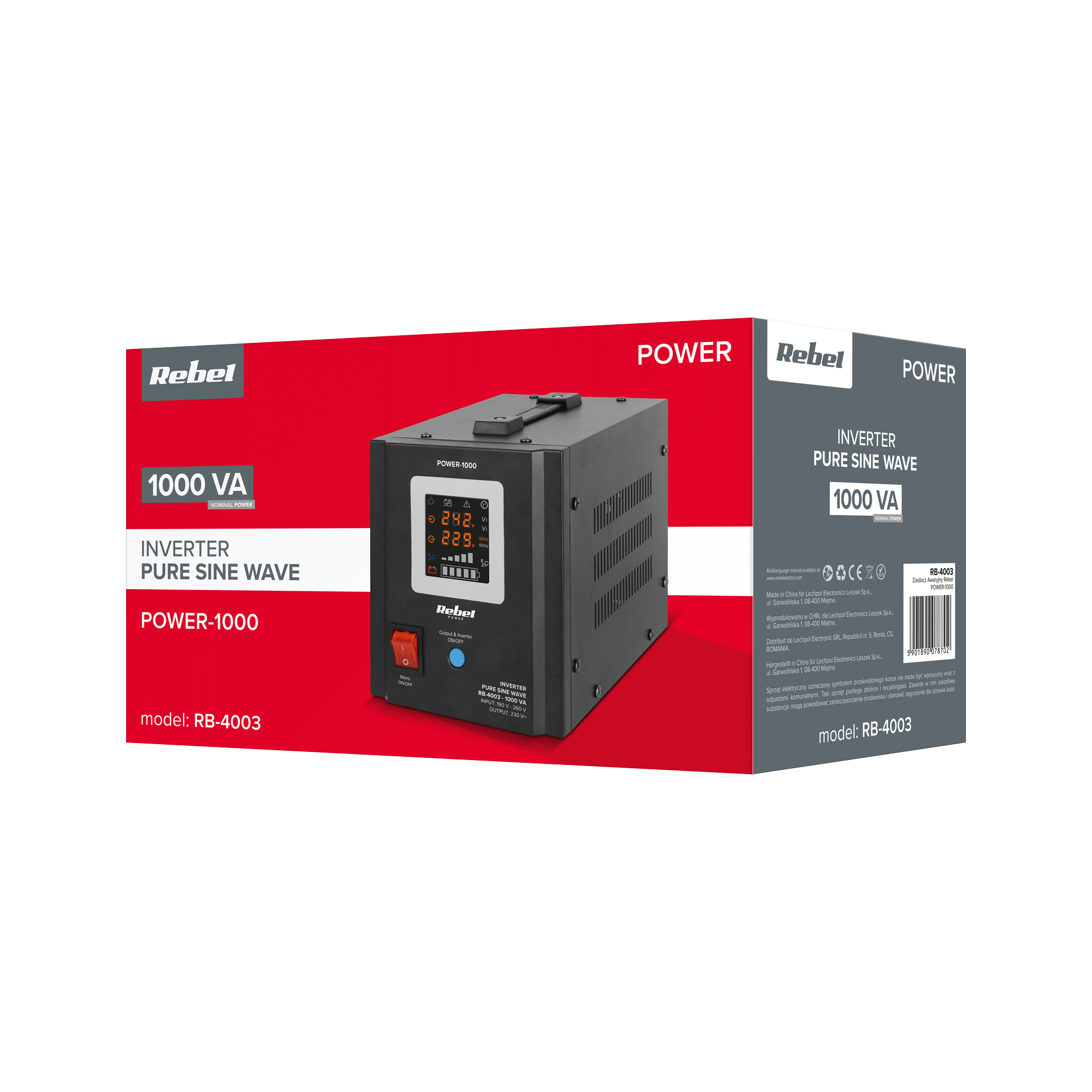 ДБЖ Перетворювач напруги Rebel POWER-1000 12/230V (700/1000W) - Зображення 2
