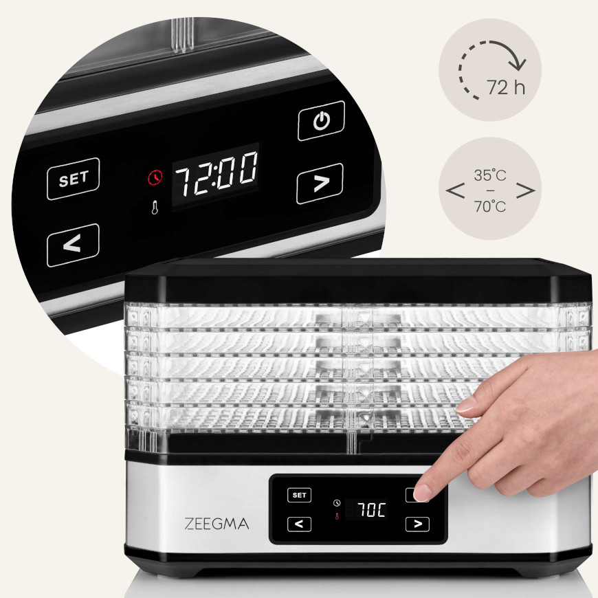 Сушарка для овочів, фруктів та грибів, дегідратор Zeegma Dry Chef Silver - Зображення 12