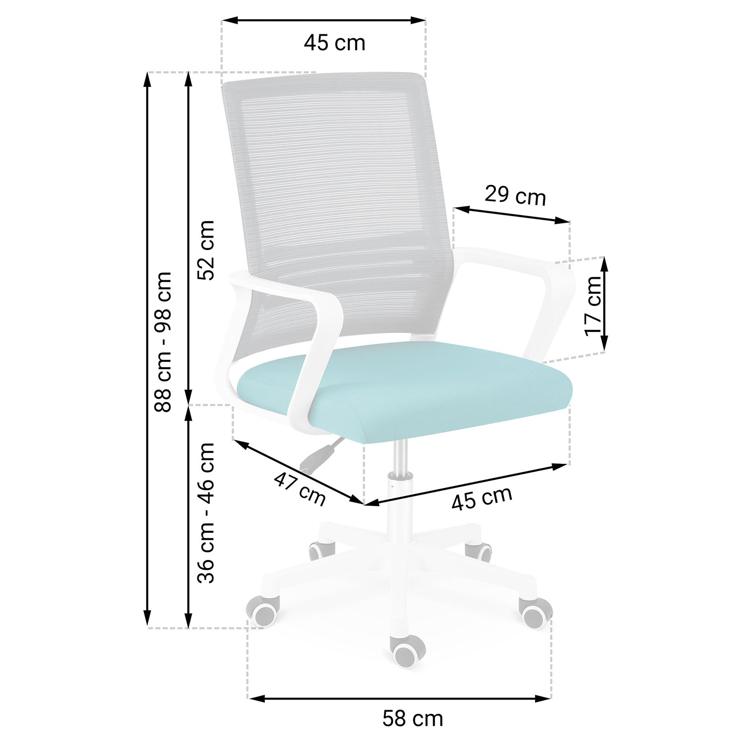 Офісне крісло Sofotel Corta Grey/Turquoise (241401) - Зображення 6