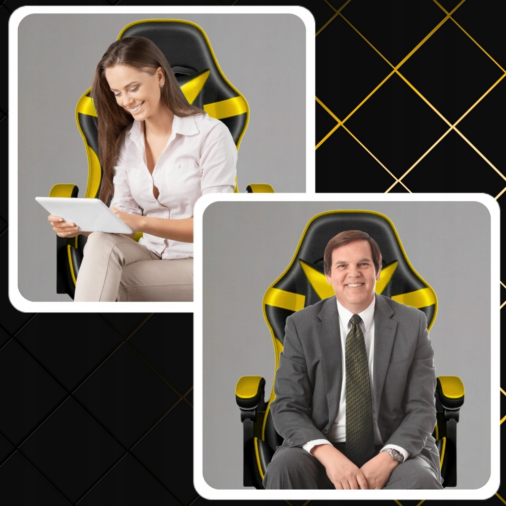 Крісло геймерське PLAYER з підставкою для ніг і масажем Black/Yellow (100015) - Зображення 14
