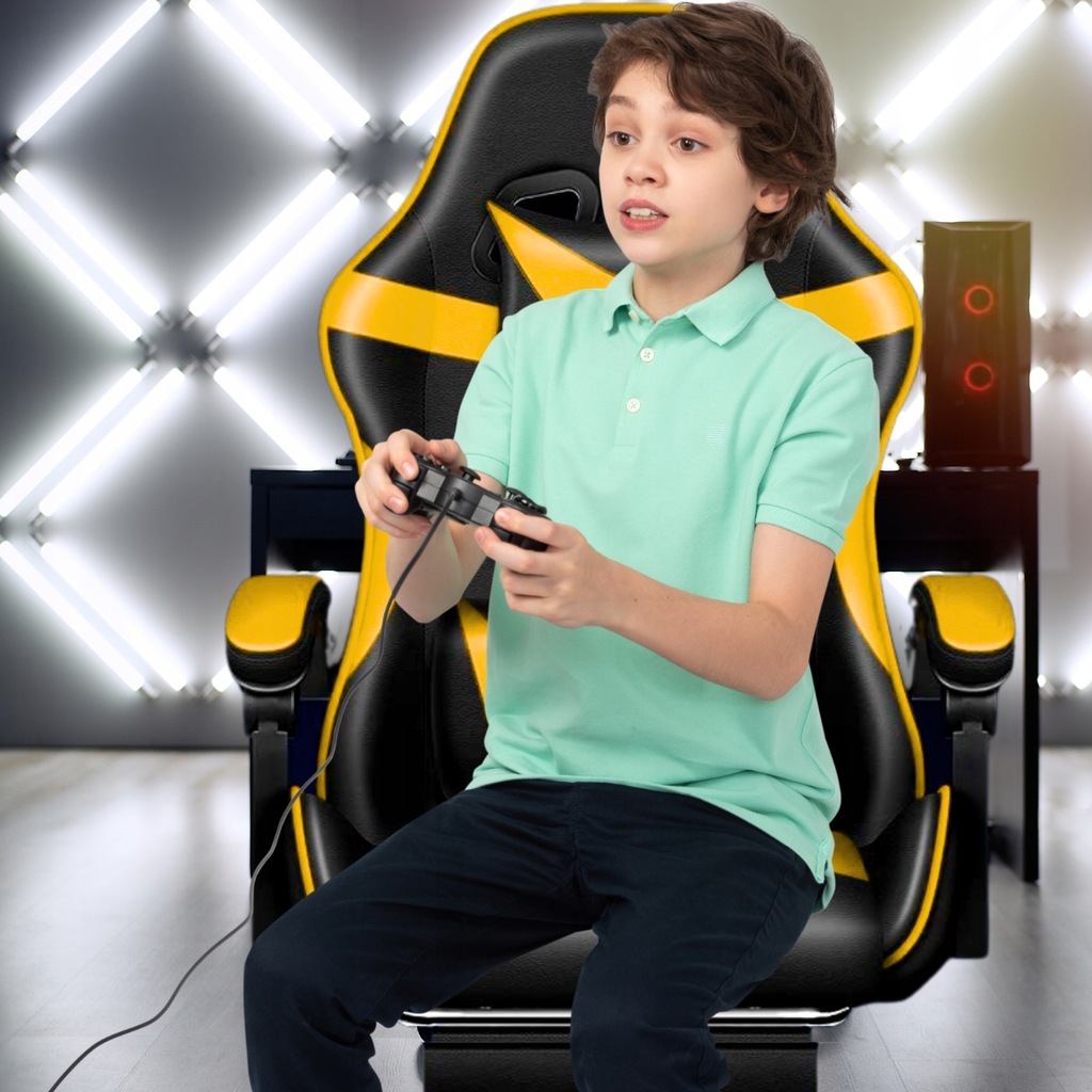 Крісло геймерське PLAYER з підставкою для ніг і масажем Black/Yellow (100015) - Зображення 3