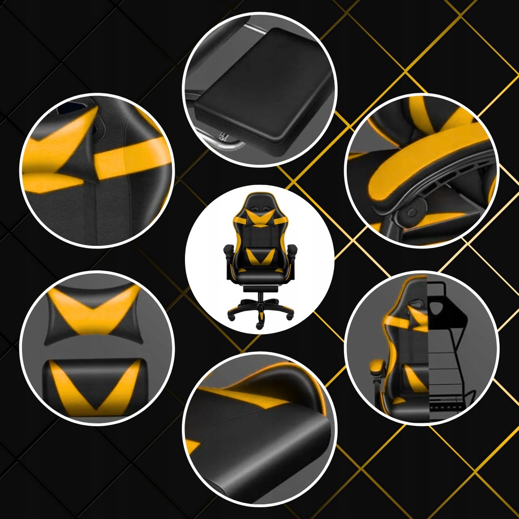 Крісло геймерське PLAYER з підставкою для ніг і масажем Black/Yellow (100015) - Зображення 9