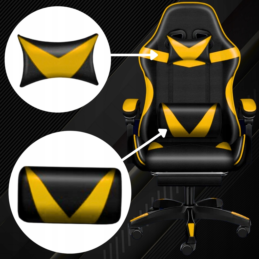 Крісло геймерське PLAYER з підставкою для ніг і масажем Black/Yellow (100015) - Зображення 4