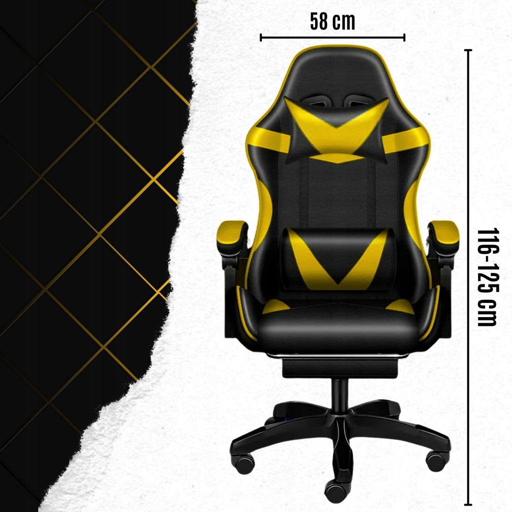 Крісло геймерське PLAYER з підставкою для ніг і масажем Black/Yellow (100015) - Зображення 16