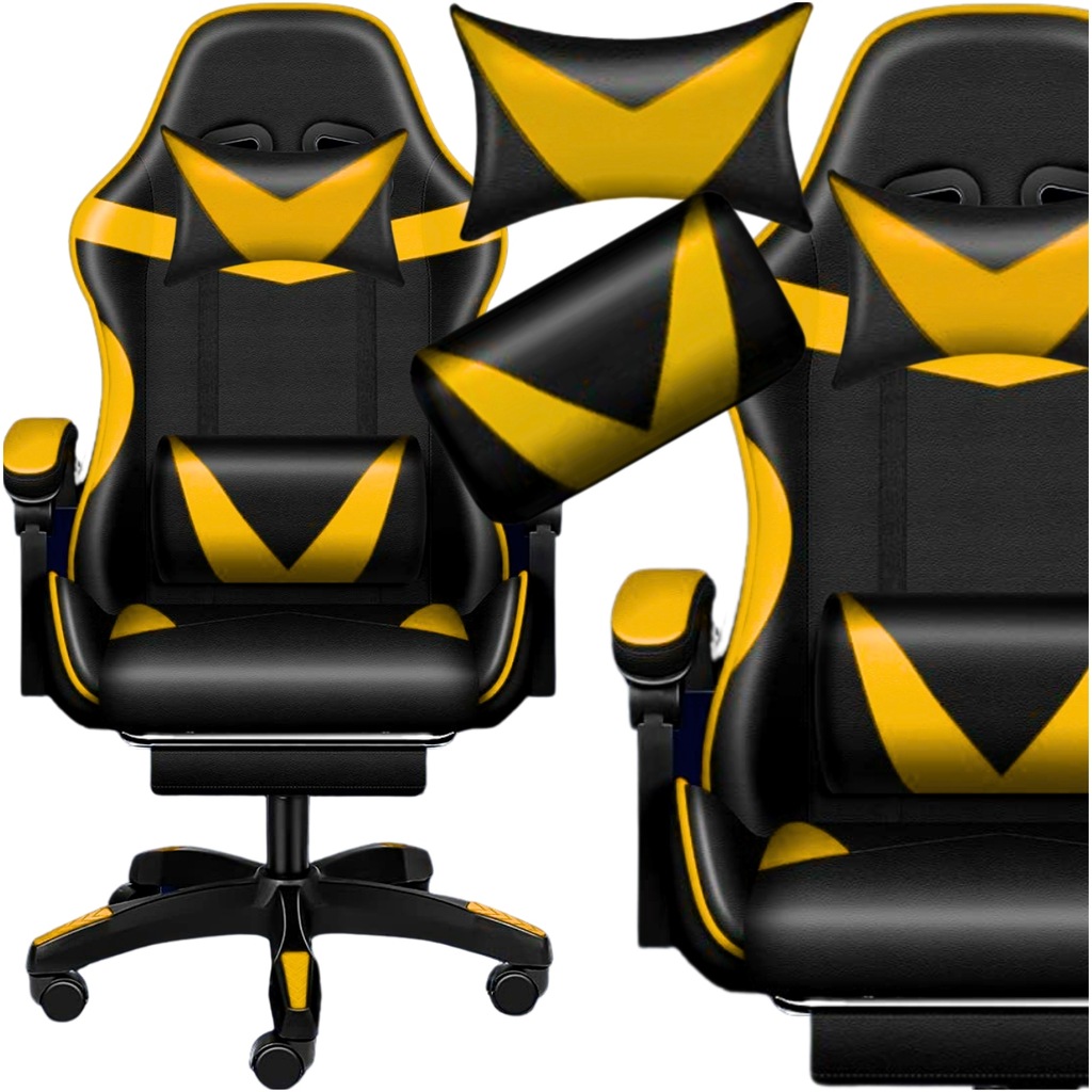 Крісло геймерське PLAYER з підставкою для ніг і масажем Black/Yellow (100015) - Зображення 2
