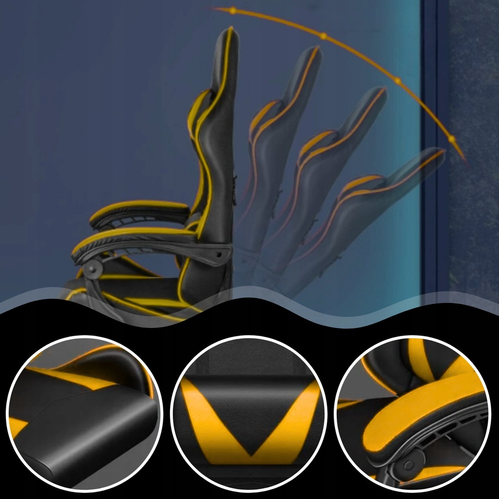 Крісло геймерське PLAYER з підставкою для ніг і масажем Black/Yellow (100015) - Зображення 7