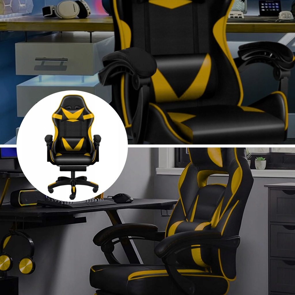 Крісло геймерське PLAYER з підставкою для ніг і масажем Black/Yellow (100015) - Зображення 13