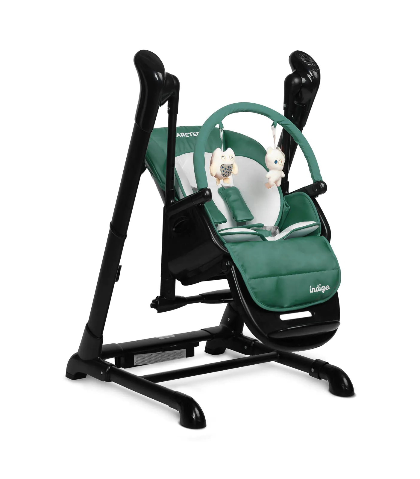 Крісло-гойдалка + стільчик для годування Caretero INDIGO Black Green - Зображення 4