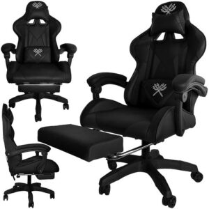 Крісло геймерське Dunmoon 24243 з підставкою для ніг Black