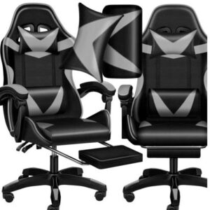 Крісло геймерське PLAYER з підставкою для ніг та масажем Black/Grey (100016)