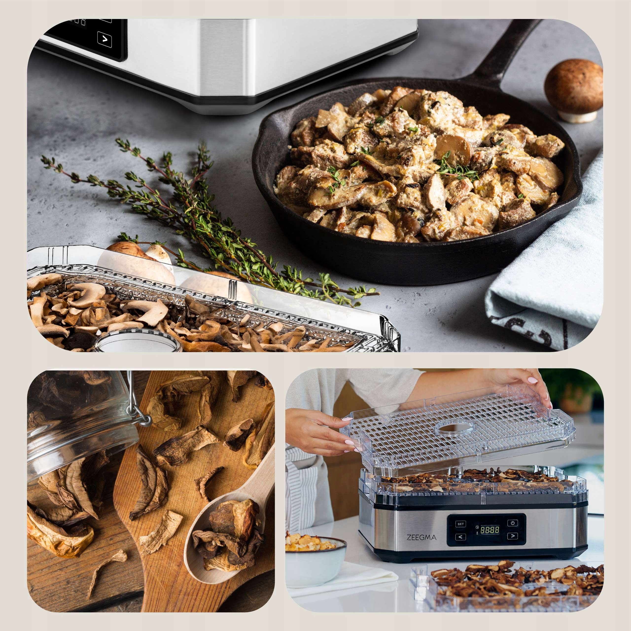Сушарка для овочів, фруктів та грибів, дегідратор Zeegma Dry Chef Silver - Зображення 5