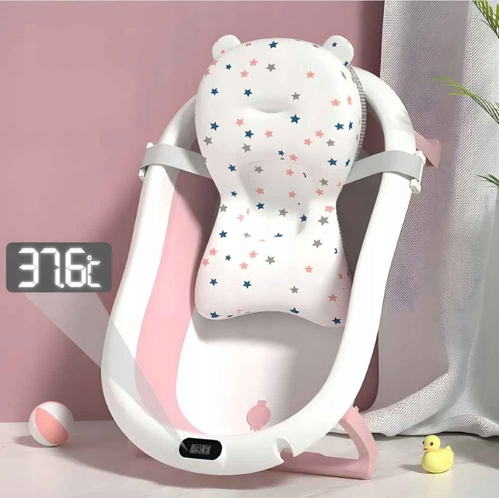 Дитяча ванна складна з подушкою, термометром Kanzaa Pink - Зображення 6