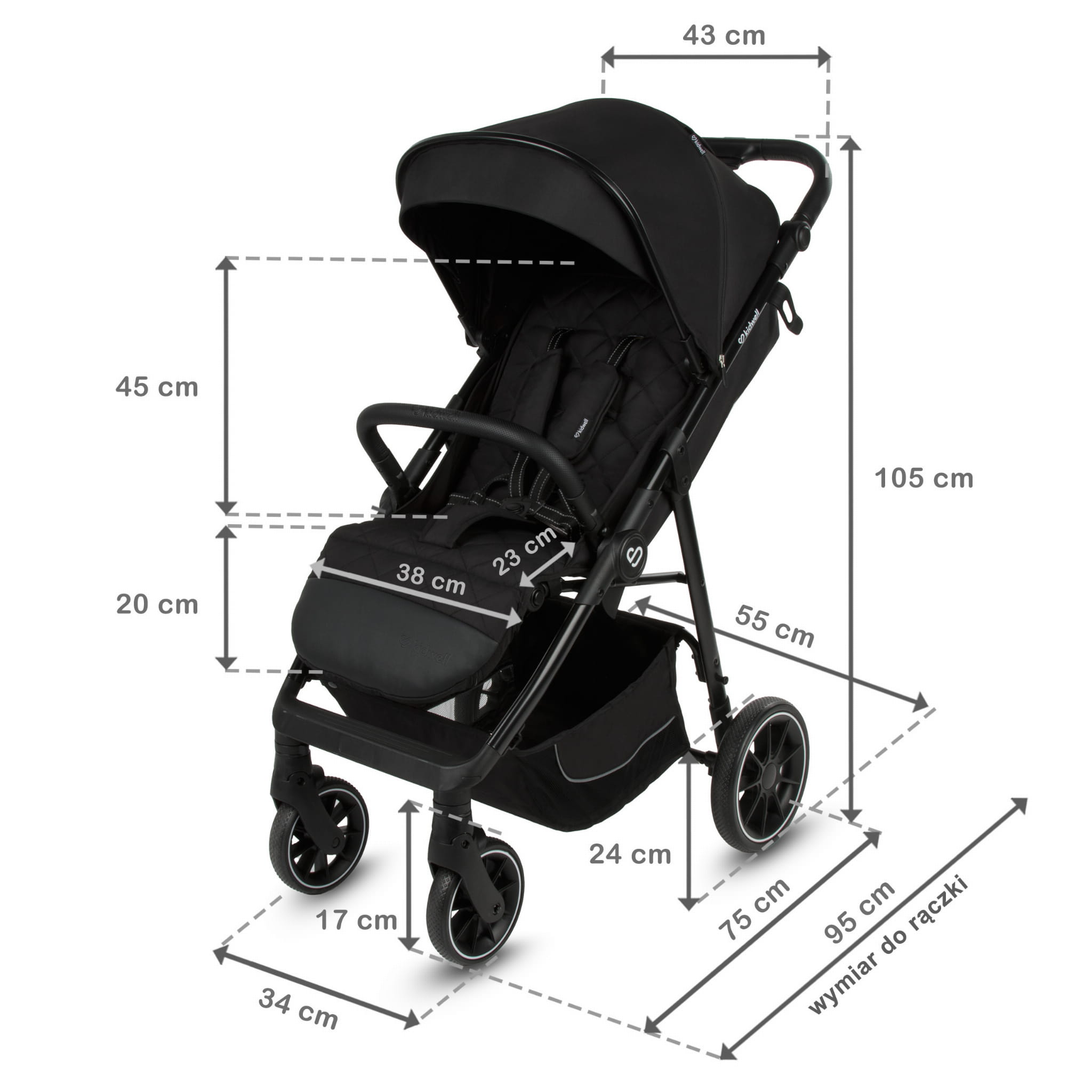 Прогулянкова коляска Kidwell ENZO Black - Зображення 13