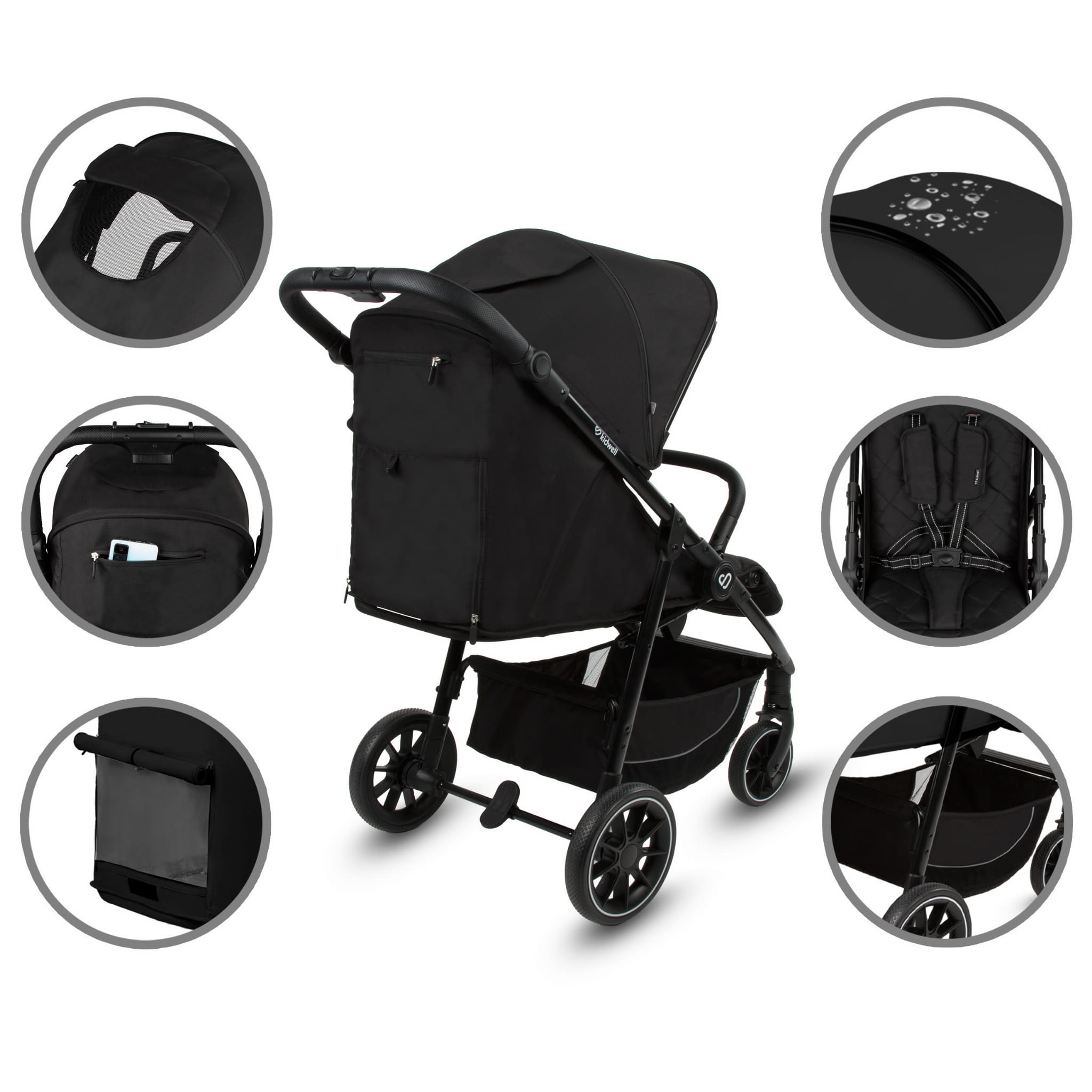 Прогулянкова коляска Kidwell ENZO Black - Зображення 5