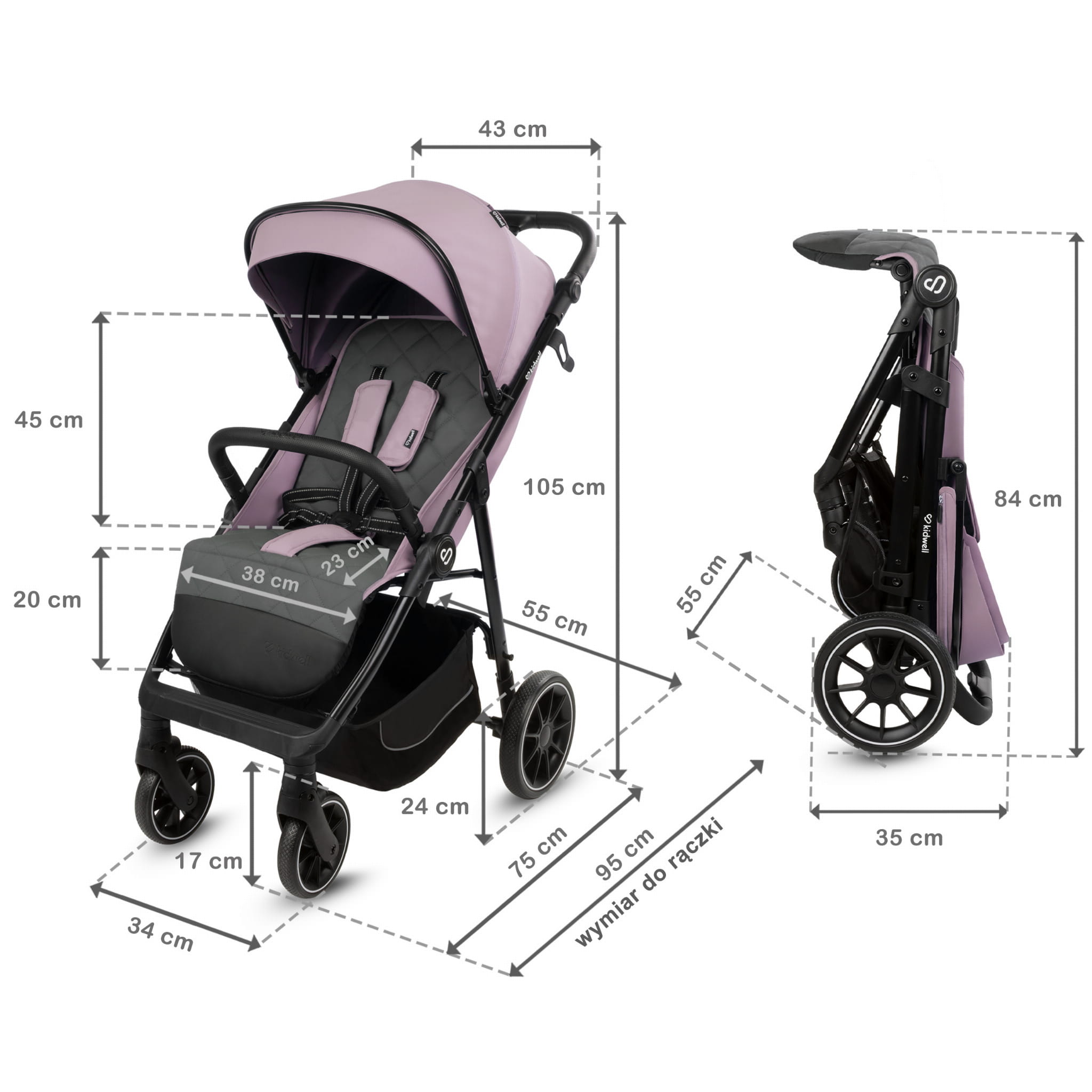 Прогулянкова коляска Kidwell ENZO Pink - Зображення 10