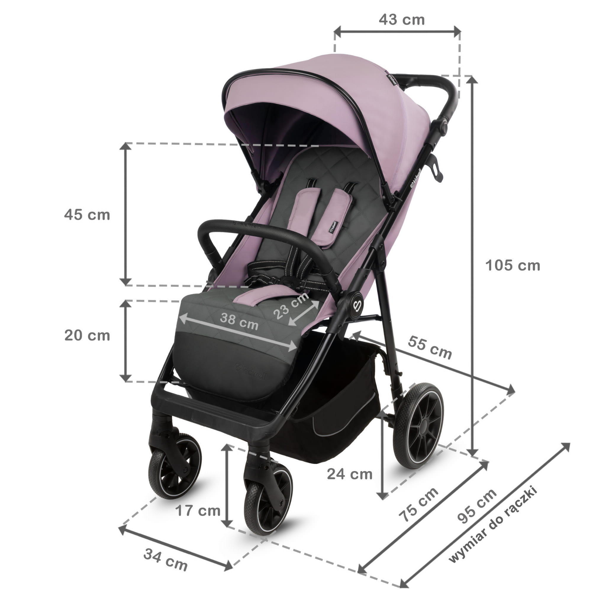 Прогулянкова коляска Kidwell ENZO Pink - Зображення 11