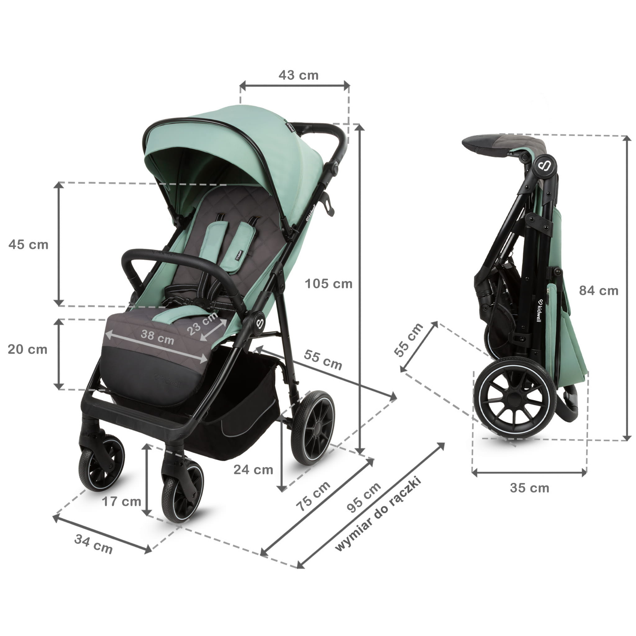 Прогулянкова коляска Kidwell ENZO Green - Зображення 12