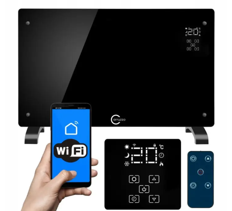Конвекторний обігрівач 2в1 Carruzzo 2в1 Q20F1 2500W Wi-Fi SMART Black
