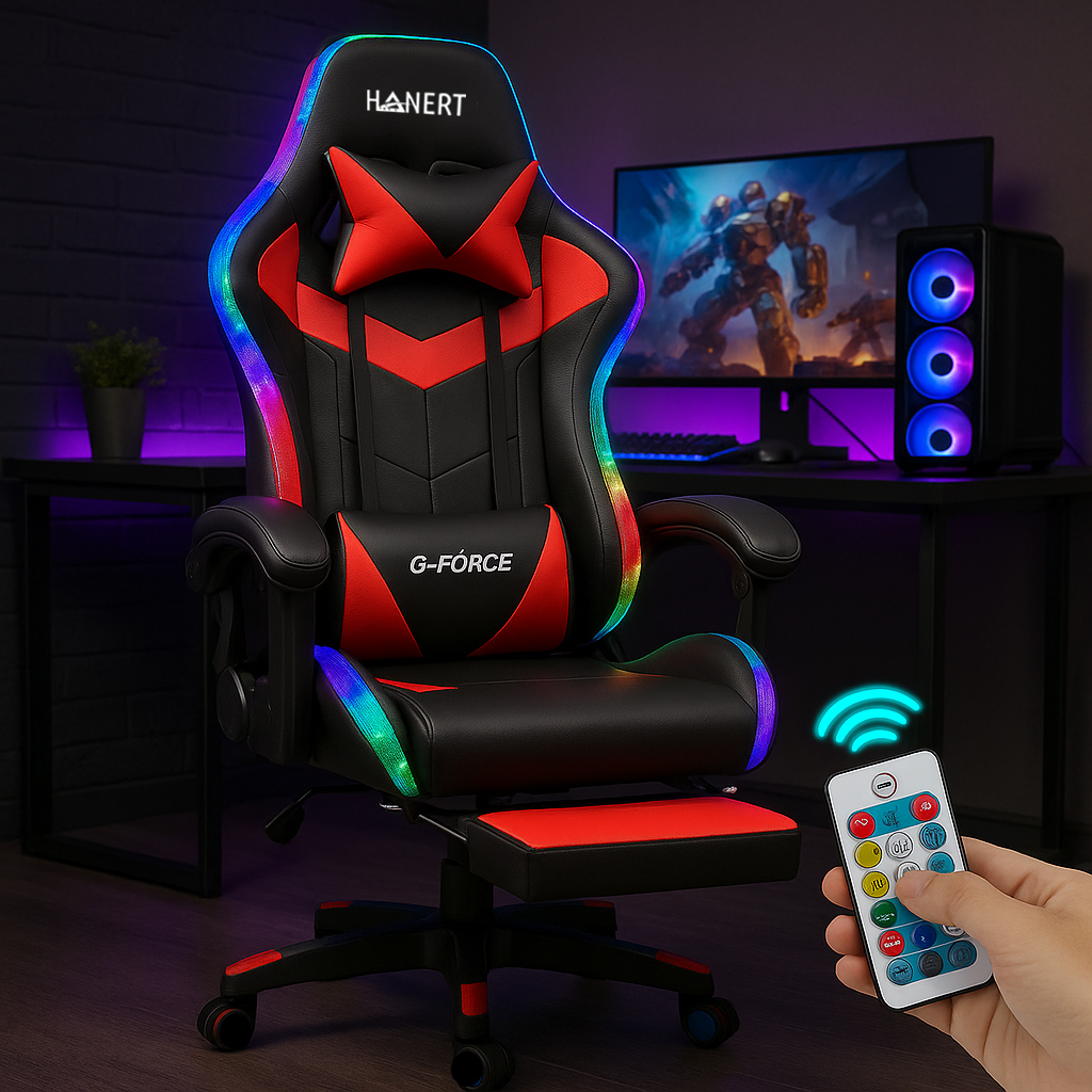 Крісло геймерське з підсвічуванням Hanert G-Force RED + RGB - Зображення 4
