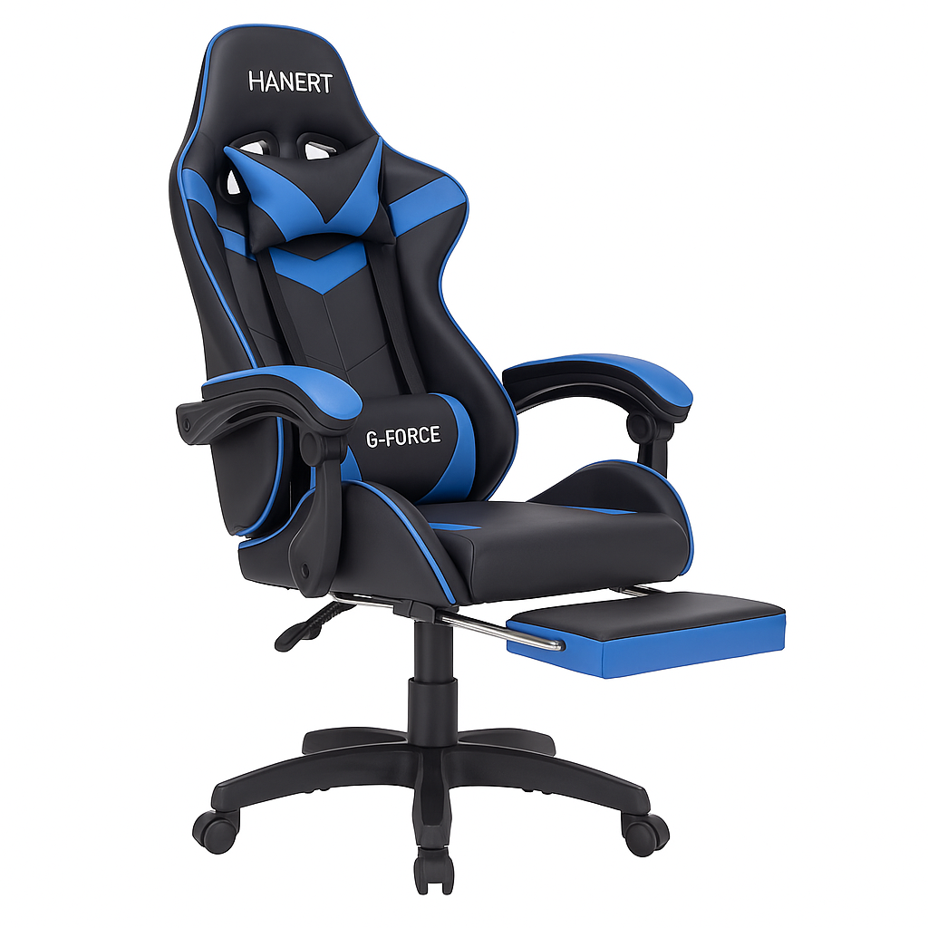 Геймерське крісло з підставкою для ніг Hanert G-Force Black/Blue - Зображення 2
