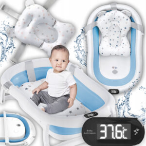 Дитяча ванна складна з подушкою, термометром Hanert KinderBad Blue