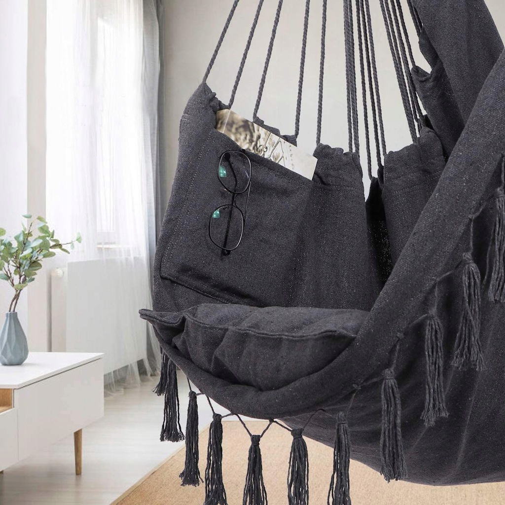 Підвісне крісло, бразильський гамак Hanert BOHO Black - Зображення 4