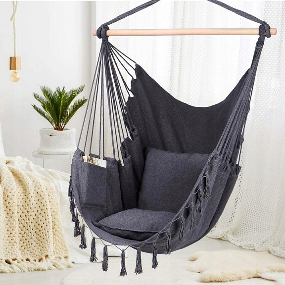 Підвісне крісло, бразильський гамак Hanert BOHO Black - Зображення 2