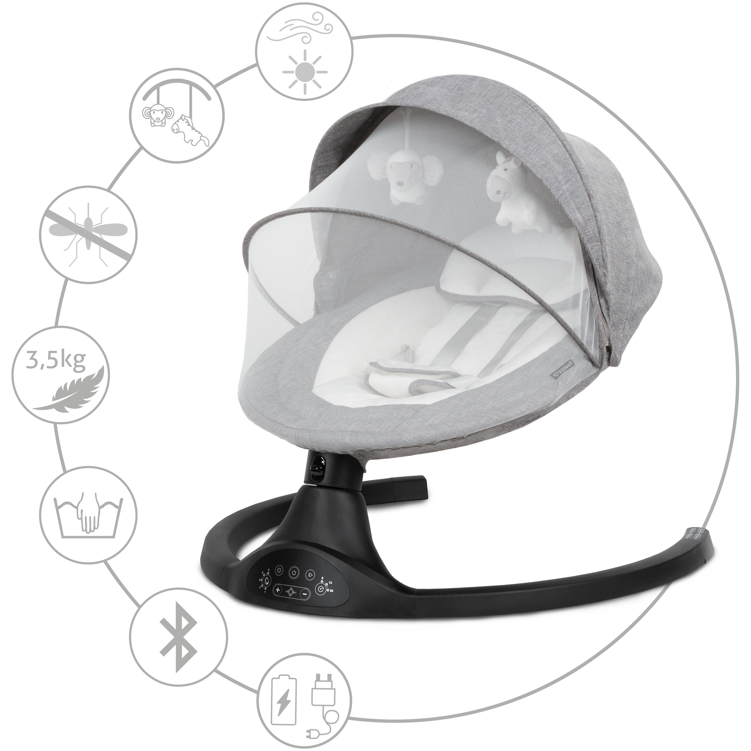 Шезлонг-гойдалка 2в1 Kidwell LUXI Dark Melange/Black - Зображення 4