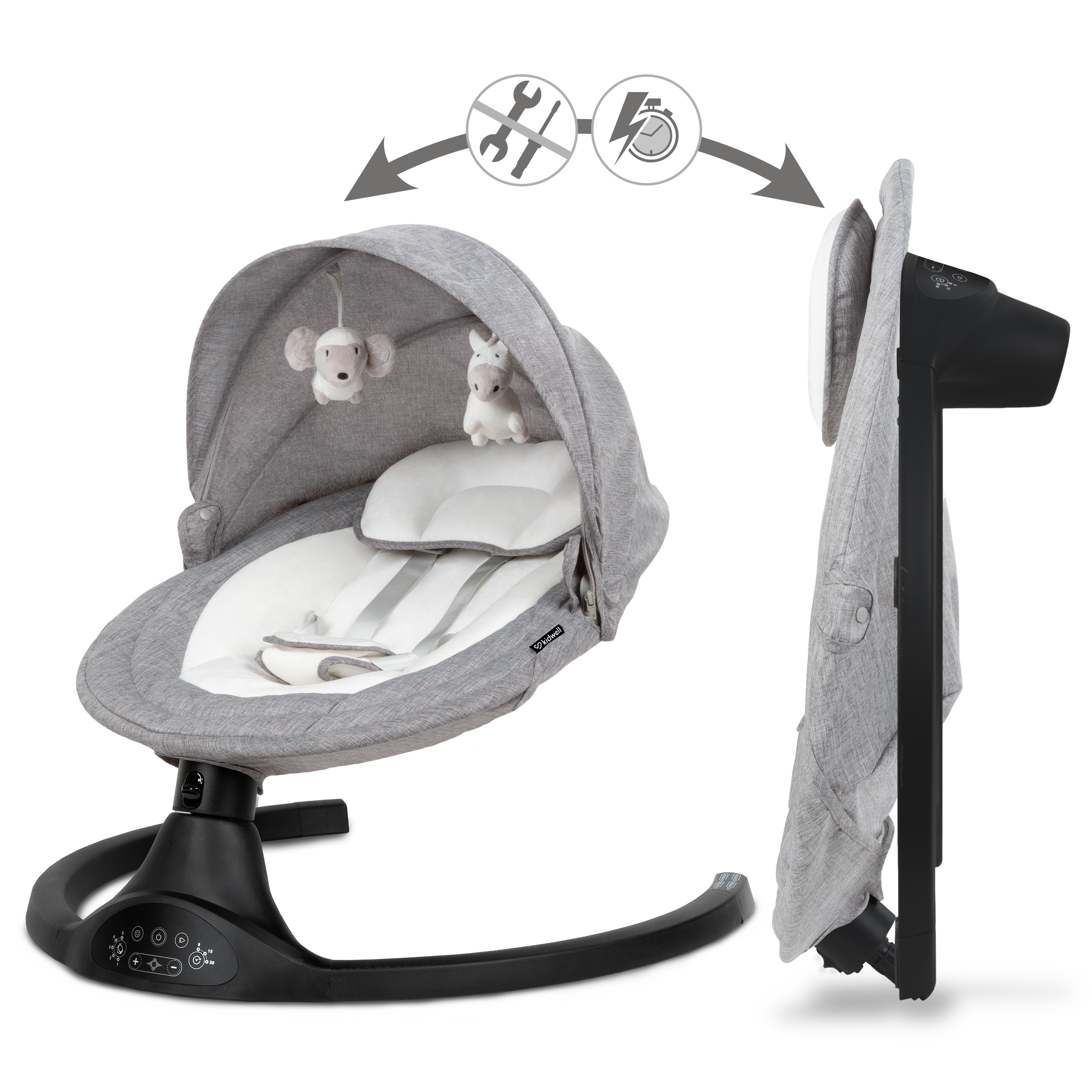 Шезлонг-гойдалка 2в1 Kidwell LUXI Dark Melange/Black - Зображення 6