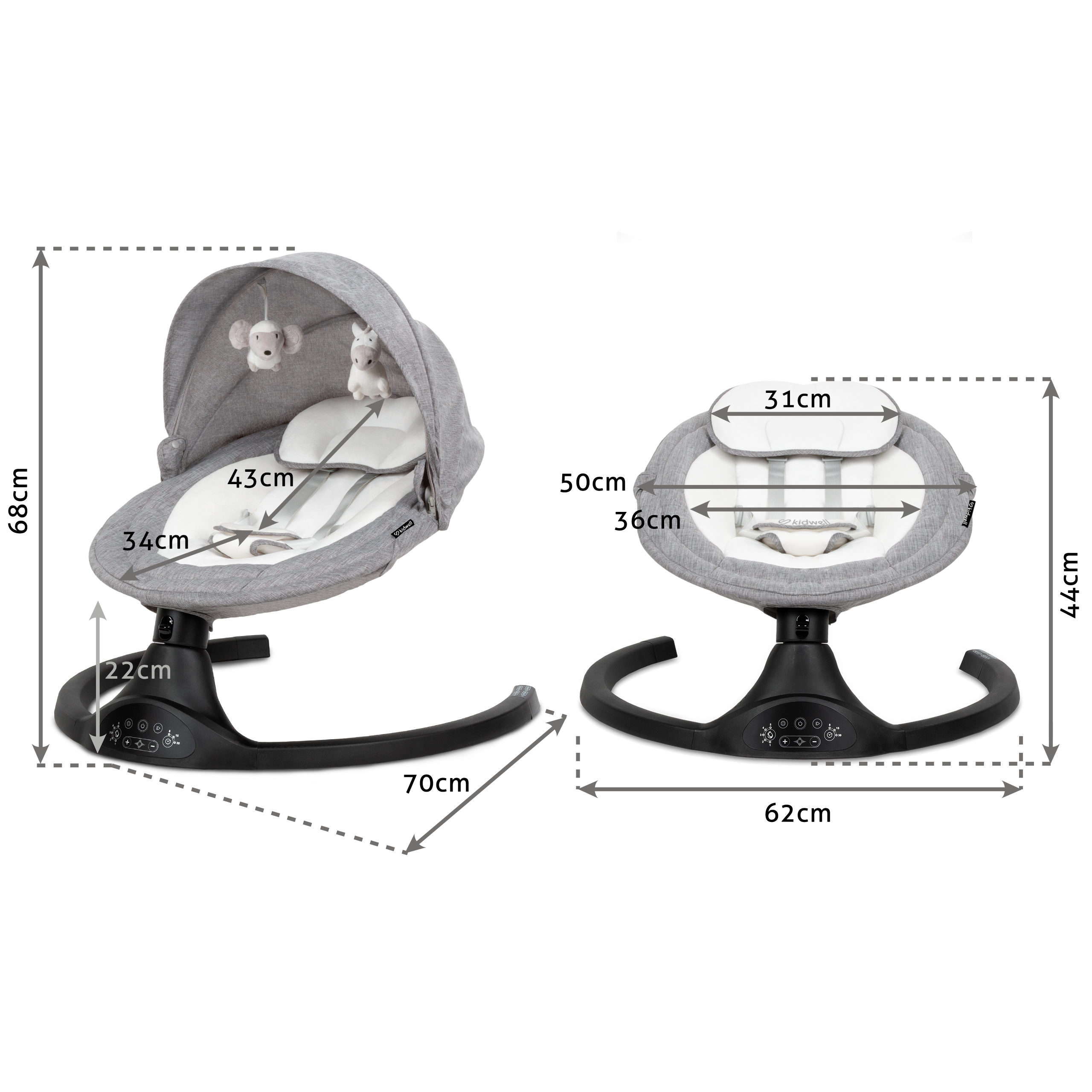 Шезлонг-гойдалка 2в1 Kidwell LUXI Dark Melange/Black - Зображення 7