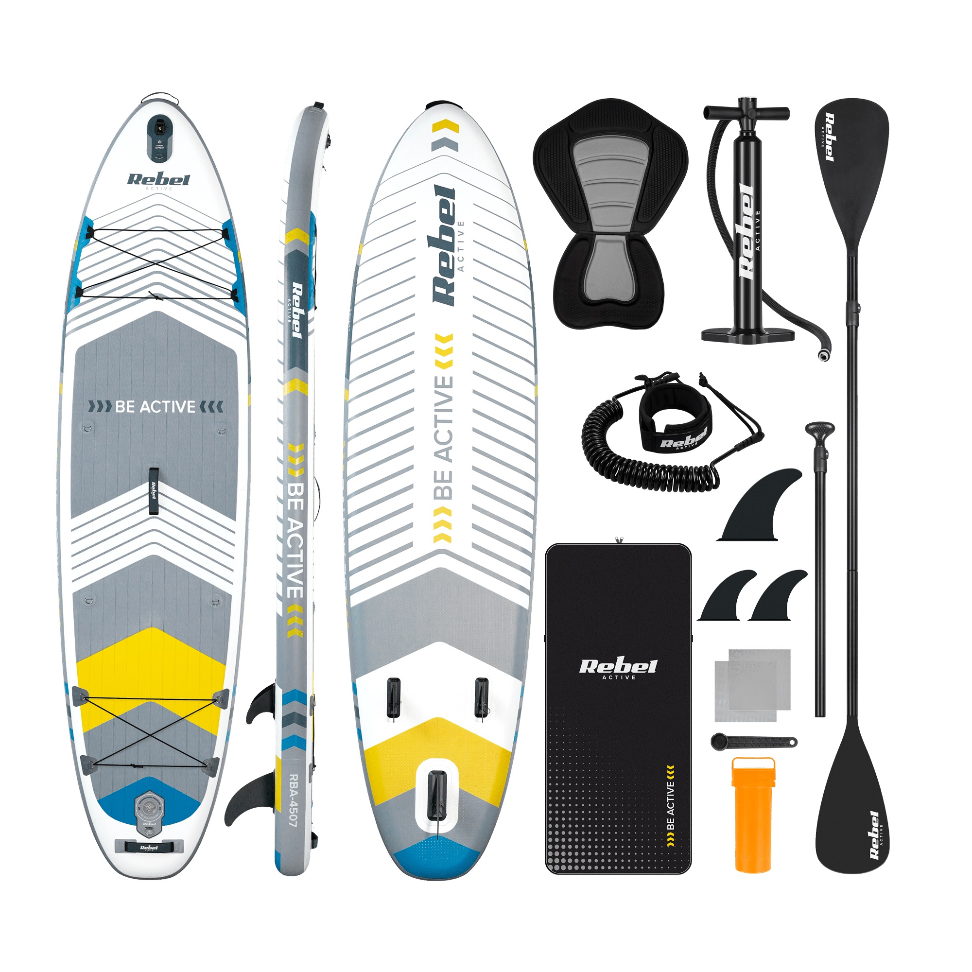 SUP дошка 335 см Rebel ACTIVE RBA-4507-WH із аксесуарами сапборд 170 кг 335 x 84 х 15 см White